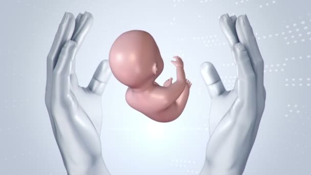 Film Scientifique Abstrait Avec Les Mains Homme Bébé Naître Utérus — Video