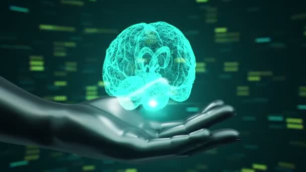 Фон Анімацією Абстрактного Інтерфейсу Людське Тіло Голова Руки Мозок Спіралі — стокове відео