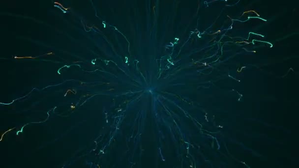 Abstraktní Pozadí Animací Letícího Ohňostroje Barevné Částice Světla Animace Bezešvé — Stock video