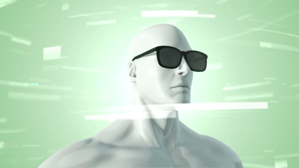 Animación Humanos Con Gafas Espacio Abstracto Con Partículas Datos Realidad — Vídeos de Stock