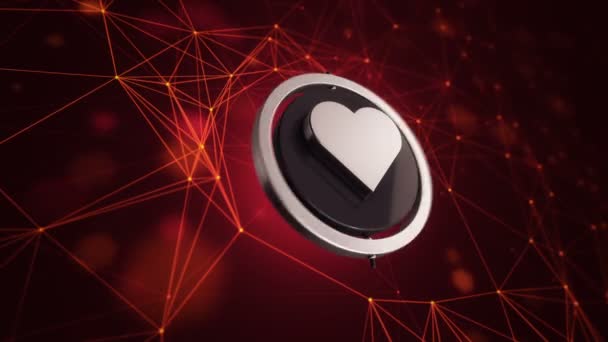Teknoloji Arka Planında Dönen Daireli Kalp Ikonunun Animasyon Görüntüleri Kusursuz — Stok video