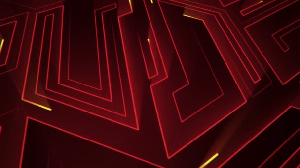 Fond technologique abstrait avec animation des particules du signal électrique du circuit et des rayures de lumière rouge. Animation de boucle transparente .  