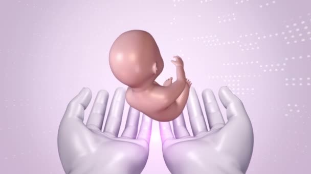 Abstract Scientific Movie Hands Human Unborn Baby Womb Animation Seamless — 비디오