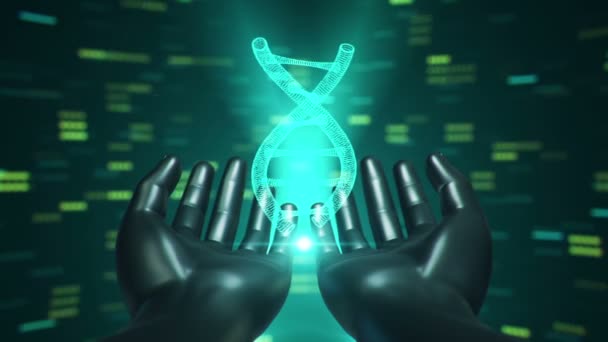 Абстрактный Фон Анимацией Вращения Спирали Днк Абстрактных Руках Человека Анимация — стоковое видео
