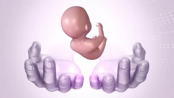 Αφηρημένη Επιστημονική Ταινία Χέρια Ανθρώπου Και Αγέννητου Μωρού Από Μήτρα — Αρχείο Βίντεο