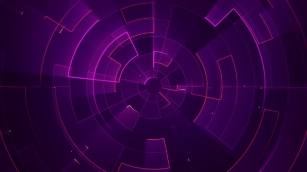 Geometrické Pozadí Pruhy Částicemi Animace Obvodového Elektrického Signálu Purpurovým Leskem — Stock video