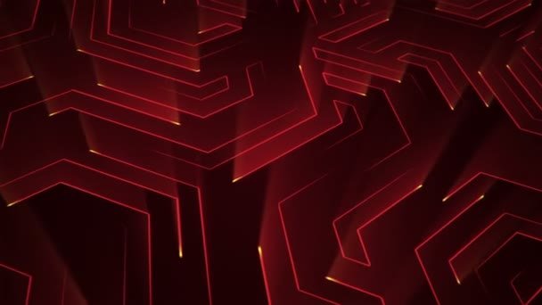 Абстрактный Технологический Фон Анимацией Электрических Сигналов Полос Красного Света Анимация — стоковое видео