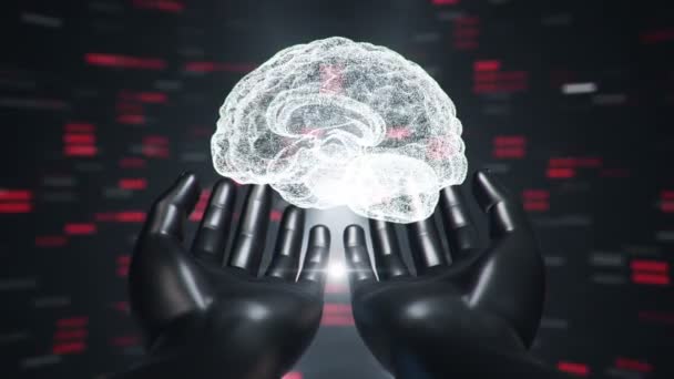 Fondo Con Animación Interfaz Abstracta Cuerpo Humano Cabeza Manos Cerebro — Vídeos de Stock