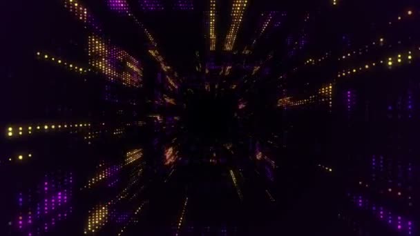 Animation Vol Dans Tunnel Technologique Numérique Partir Particules Brillantes Scintillantes — Video