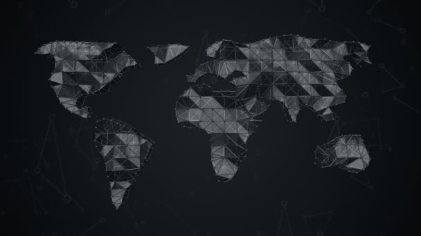 Animace Abstraktní Mapy Země Polygonálního Tvaru Kulovitých Vrcholů Čar Animace — Stock video
