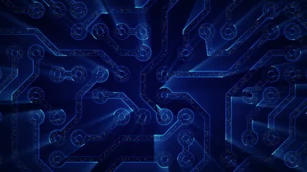 Abstract Technology Background Animation Circuit Electric Signal Particles Blue Light — Stock Video
