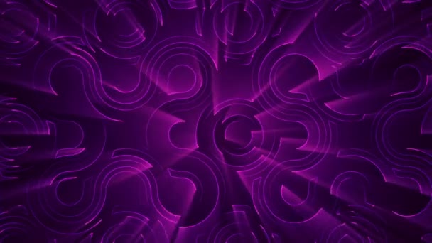 추상적 기술의 배경은 입자의 애니메이션 보라색 줄무늬입니다 고리의 애니메이션 — 비디오