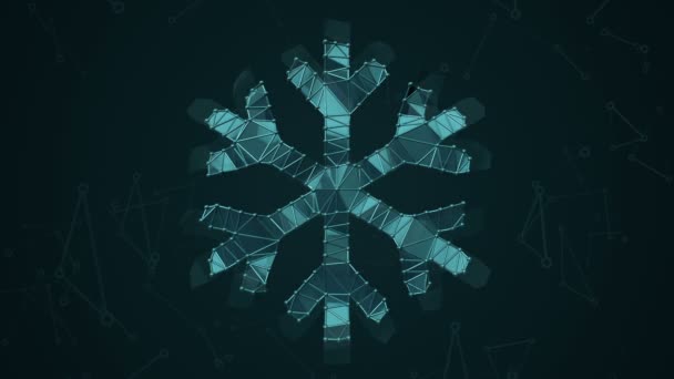 Abstrakter Hintergrund Mit Animationssymbol Der Schneeflocke Aus Metallischem Netz Animation — Stockvideo