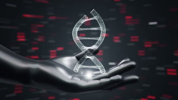 Abstrakt Bakgrund Med Animation Rotation Dna Helix Abstrakta Händer Mänskliga — Stockvideo