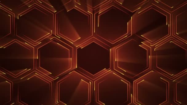 Abstract Technology Background Animation Circuit Electric Signal Particles Orange Light — Stock Video