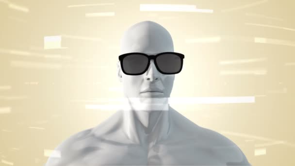 Animación Humanos Con Gafas Espacio Abstracto Con Partículas Datos Realidad — Vídeo de stock