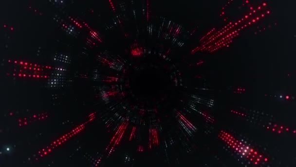 Animation Vol Dans Tunnel Technologique Numérique Partir Particules Brillantes Scintillantes — Video