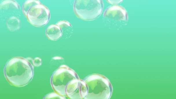 Volant d'animation de bulles de savon sur fond coloré. Animation de boucle transparente .