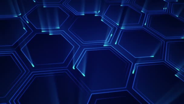 Abstract Technology Background Animation Circuit Electric Signal Particles Blue Light — Stock Video