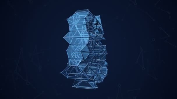 Réseau Animation Abstraite Sur Fond Bleu Boucle Transparente — Video