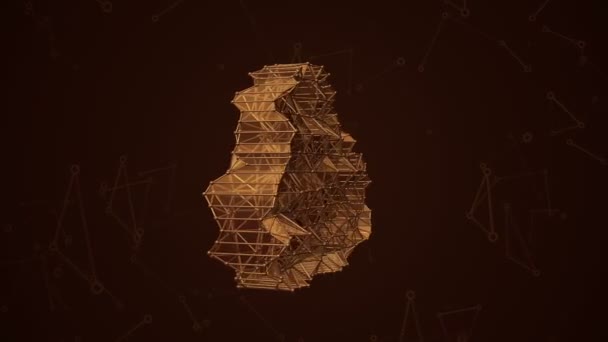 Abstrakter Hintergrund Mit Animationssymbol Der Datenwolke Aus Metallischem Netz Animation — Stockvideo