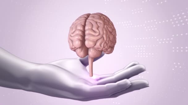 Абстрактний Фон Анімацією Обертання Мозку Абстрактних Руках Людини Анімація Безшовної — стокове відео