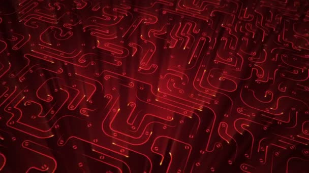 Абстрактний Технологічний Фон Анімацією Частинок Електричного Сигналу Смуг Червоного Світла — стокове відео