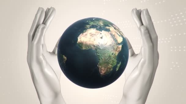 Fond Abstrait Avec Animation Rotation Globe Terre Dans Les Mains — Video