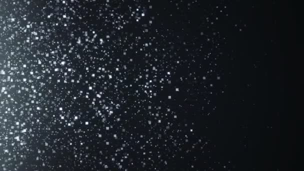 Abstrakt Bakgrund Med Flygande Och Flimrande Partiklar Fyrkantig Form Glas — Stockvideo
