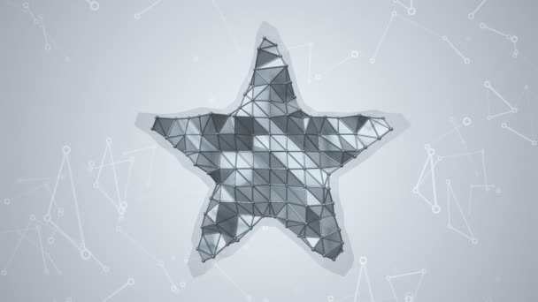 Абстрактная Анимация Звезды Сером Фоне Квадратами Треугольниками Анимация Бесшовного Цикла — стоковое видео