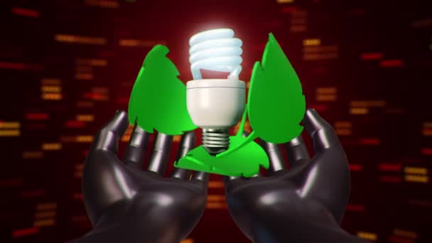 Абстрактний Фон Анімацією Енергії Обертання Безпечної Лампи Абстрактних Руках Людини — стокове відео