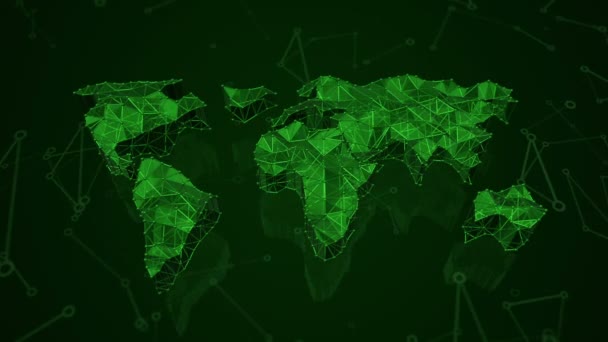 Teknoloji Arka Planında Dünya Haritasının Boyutlu Animasyon Görüntüleri Kusursuz Döngü — Stok video