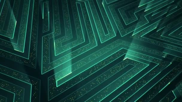 Abstract Technology Background Animation Circuit Electric Signal Particles Turquoise Light — Stock Video