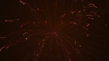 Uçan havai fişek animasyonlu soyut arkaplan renkli parçacıklar ışığı. Kusursuz döngünün animasyonu.