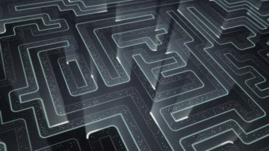 Devre elektrik sinyal parçacıkları ve ışık çizgileri animasyonu ile soyut teknoloji arka planı. Kusursuz döngünün animasyonu.