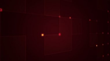 Çizgili ve parçalı geometrik arkaplan. Kırmızı ışıklı devre elektrik sinyalinin animasyonu. Kusursuz döngünün animasyonu.  