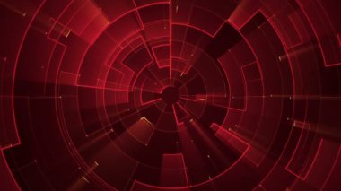 Devre elektrik sinyal parçacıkları ve kırmızı ışık çizgilerinin animasyonuyla soyut teknoloji arka planı. Kusursuz döngünün animasyonu.  