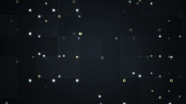 Çizgili ve parçalı soyut teknolojik arka plan. Gri parıltılı devre elektrik sinyalinin animasyonu. Kusursuz döngünün animasyonu.  