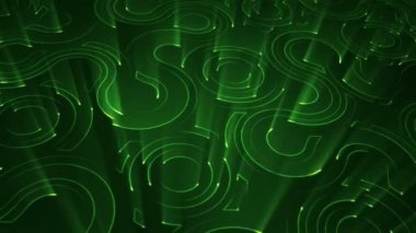 Devre elektrik sinyal parçacıkları ve yeşil ışık çizgilerinin animasyonuyla soyut teknoloji arka planı. Kusursuz döngünün animasyonu.  