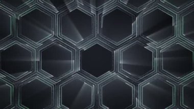 Devre elektrik sinyal parçacıkları ve ışık çizgileri animasyonuyla soyut gri teknoloji arka planı. Kusursuz döngünün animasyonu.