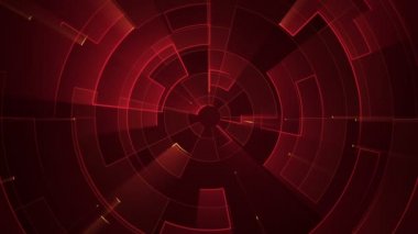 Devre elektrik sinyal parçacıkları ve kırmızı ışık çizgilerinin animasyonuyla soyut teknoloji arka planı. Kusursuz döngünün animasyonu.  