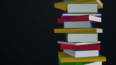 Renkli kitapların animasyon rotasyonu. Kusursuz döngünün animasyonu.