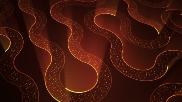 Devre Elektrik Sinyal Parçacıkları Turuncu Işık Çizgilerinin Animasyonuyla Soyut Teknoloji — Stok video