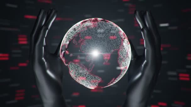 Fond Abstrait Avec Animation Rotation Globe Terre Dans Les Mains — Video