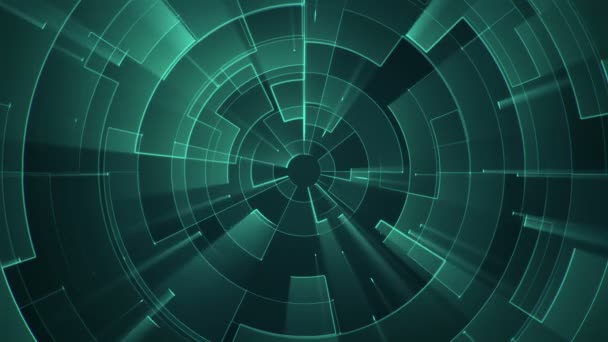 fond géométrique avec des rayures et des particules. Animation du signal électrique du circuit avec un éclat turquoise. Animation de boucle transparente .  