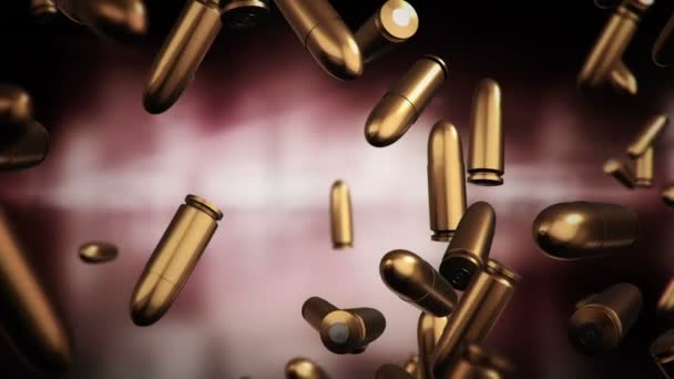 Animation Falling Bullets Different Calibers Dark Blurred Background Animation Seamless — 비디오