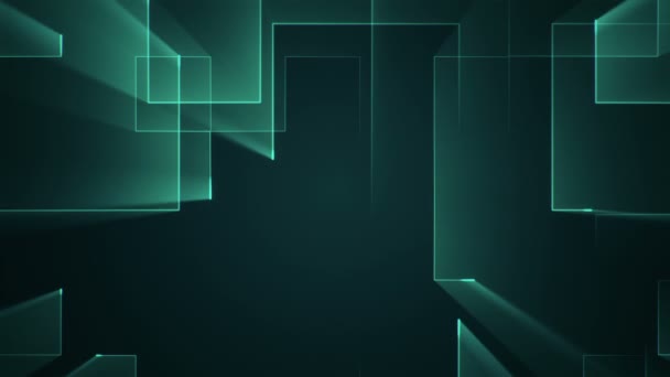 fond géométrique avec des rayures et des particules. Animation du signal électrique du circuit avec un éclat turquoise. Animation de boucle transparente .  