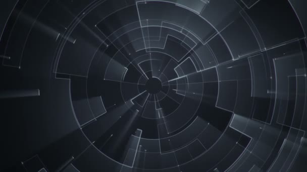 Tło Geometryczne Paskami Cząstkami Animacja Obwodu Elektrycznego Szarym Połyskiem Animacja — Wideo stockowe