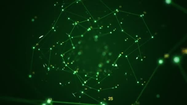 Abstract Technology Background Animation Circuit Electric Signal Particles Green Light — Stock Video