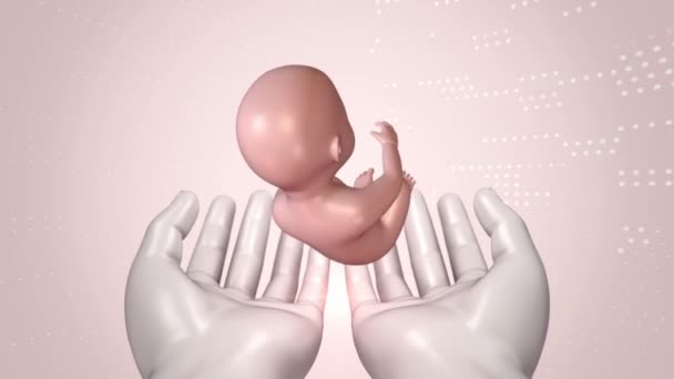 Film Scientifique Abstrait Avec Les Mains Homme Bébé Naître Utérus — Video